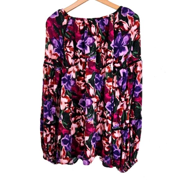 Terra & Sky Women Plus Size Top, Balloon Sleeve Slip on Flowy Top Size 4X Purple - Picture 2 of 7